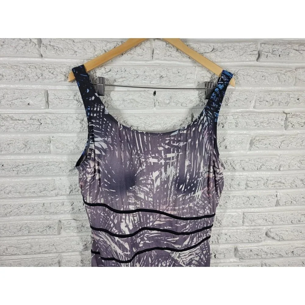 Swimsuits For All Womens Plus 22 One Piece Swimsuit Gray Watercolor Bra WAT99XE